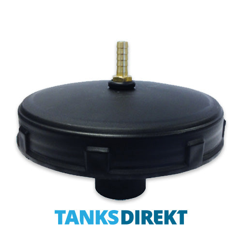 Tankdeckel schwarz 20 cm Innengewinde mit Schwimmerventil 1 Zoll - 13 mm Schlauchanschluss