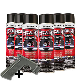 Herculiner 7m2 Spray 6x schwarz Beschichtung für Ladefläche PU Laderaumbeschichtung Ladefläche Ladewanne Beschichtung Pickup Bedliner