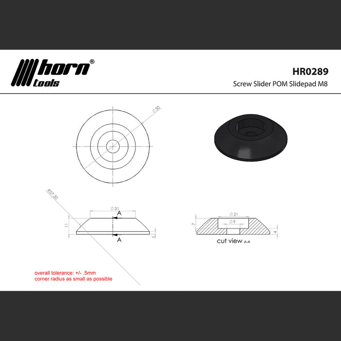 Screw Slider 10 Stück Set POM Slidepad M8 für Unterfahrschutz Made in Austria