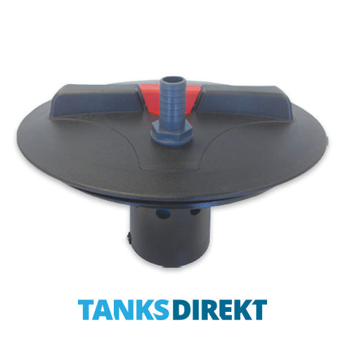 Tankdeckel schwarz 30 cm Außengewinde mit Schwimmerventil 1 Zoll - 25 mm Schlauchanschluss