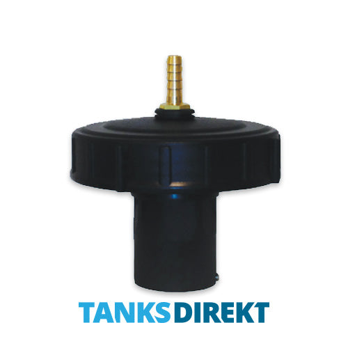 Tankdeckel schwarz 15 cm Innengewinde mit Schwimmerventil 1 Zoll - 13 mm Schlauchanschluss