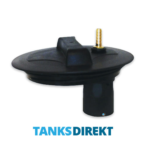 Tankdeckel schwarz 20 cm Außengewinde mit Schwimmerventil 1 Zoll - 13 mm Schlauchanschluss