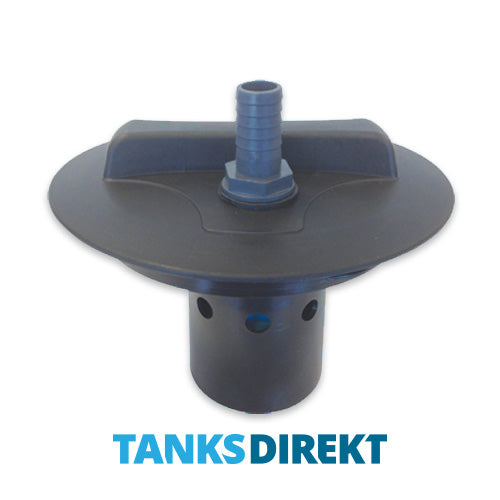 Tankdeckel schwarz 20 cm Außengewinde mit Schwimmerventil 1 Zoll - 25 mm Schlauchanschluss