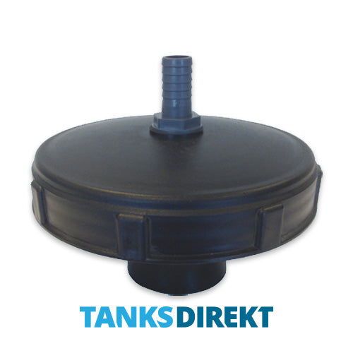 Tankdeckel schwarz 20 cm Innengewinde mit Schwimmerventil 1 Zoll - 25 mm Schlauchanschluss